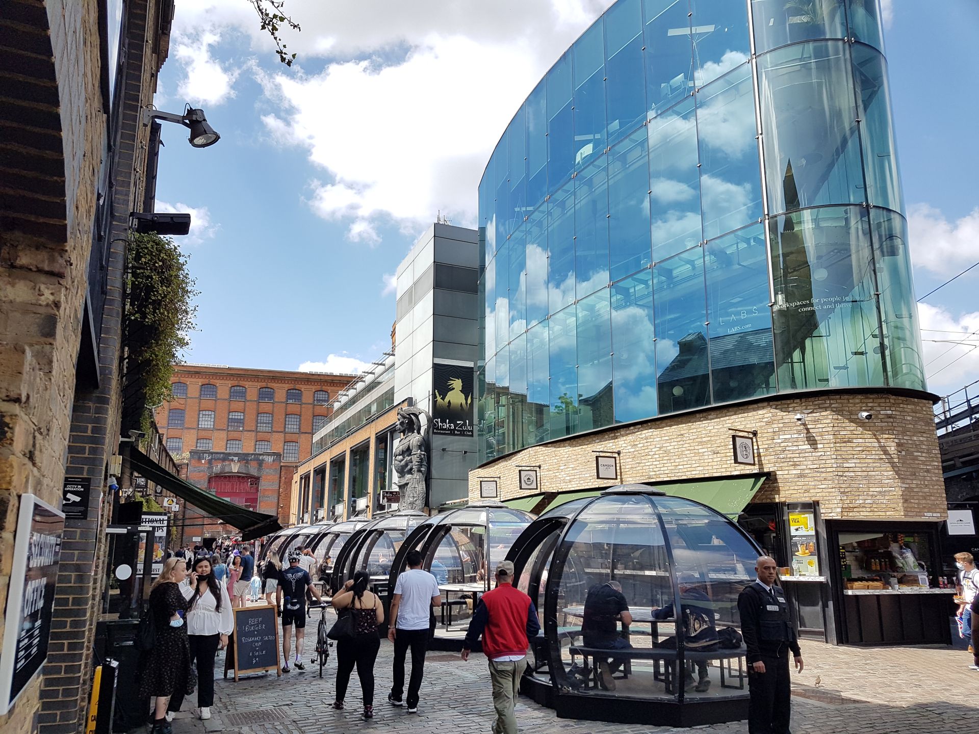 Domes for street dining at Camden Market in London