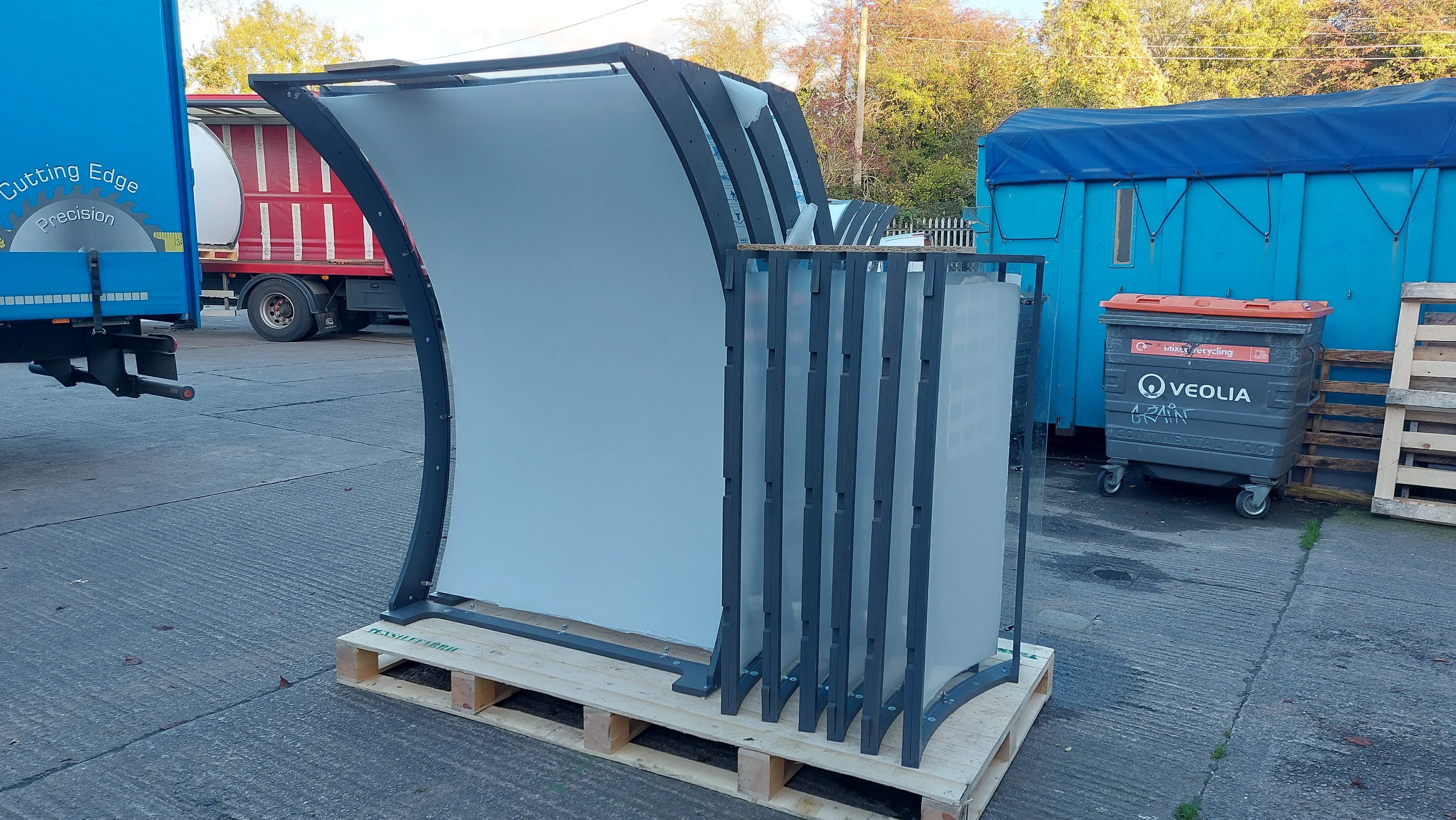 Pod segments on a pallet to be delivered