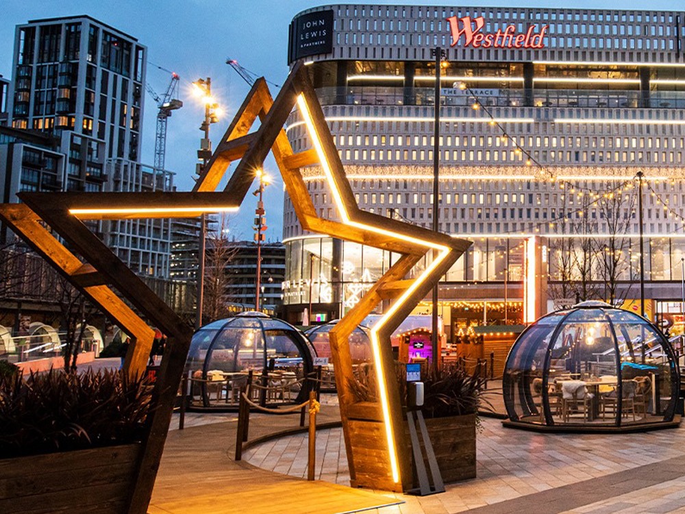 Winter wonderland dining igloos at Westfield Shopping Centre
