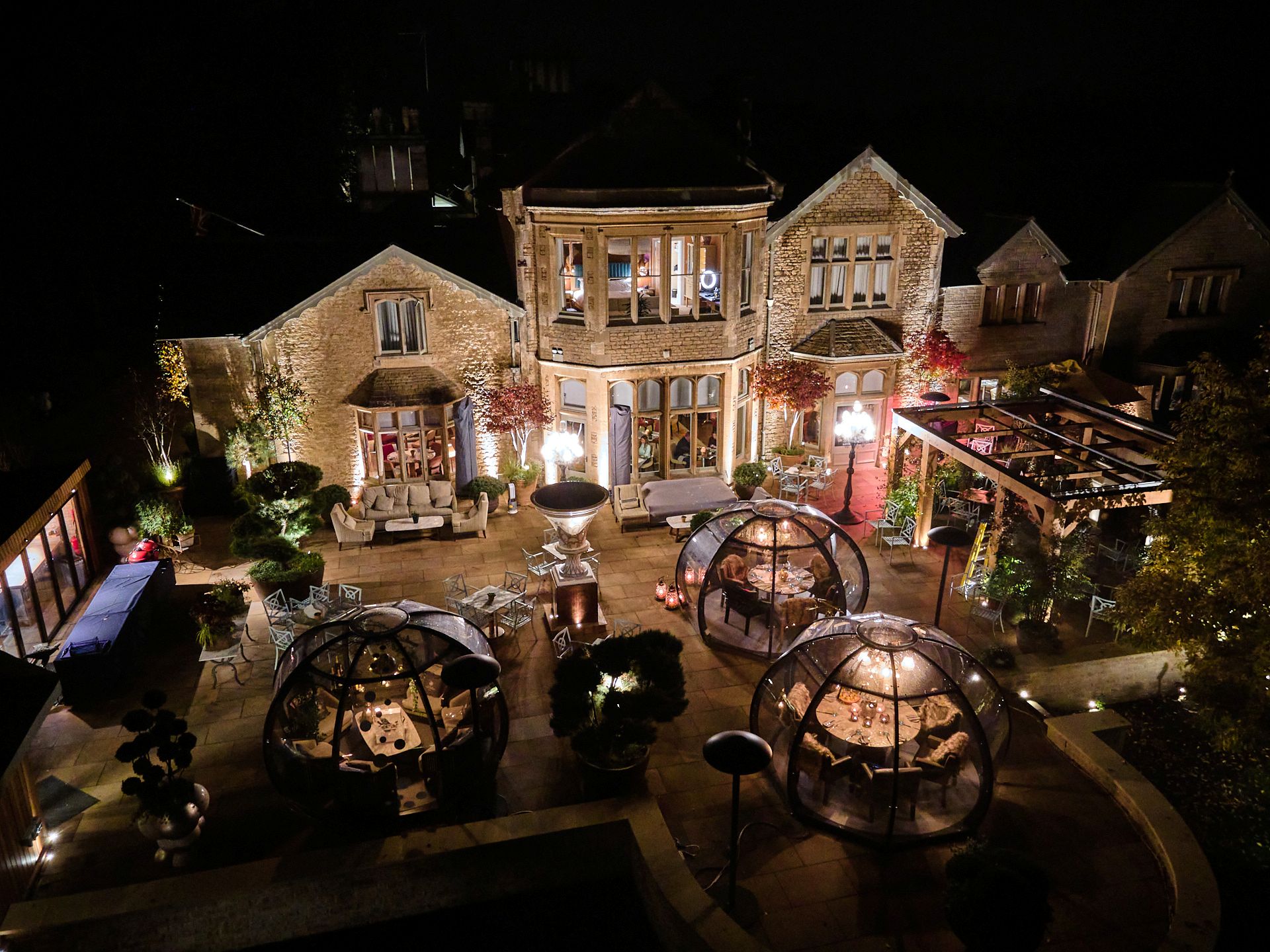 Dining domes at Homewood Hotel in Bath 