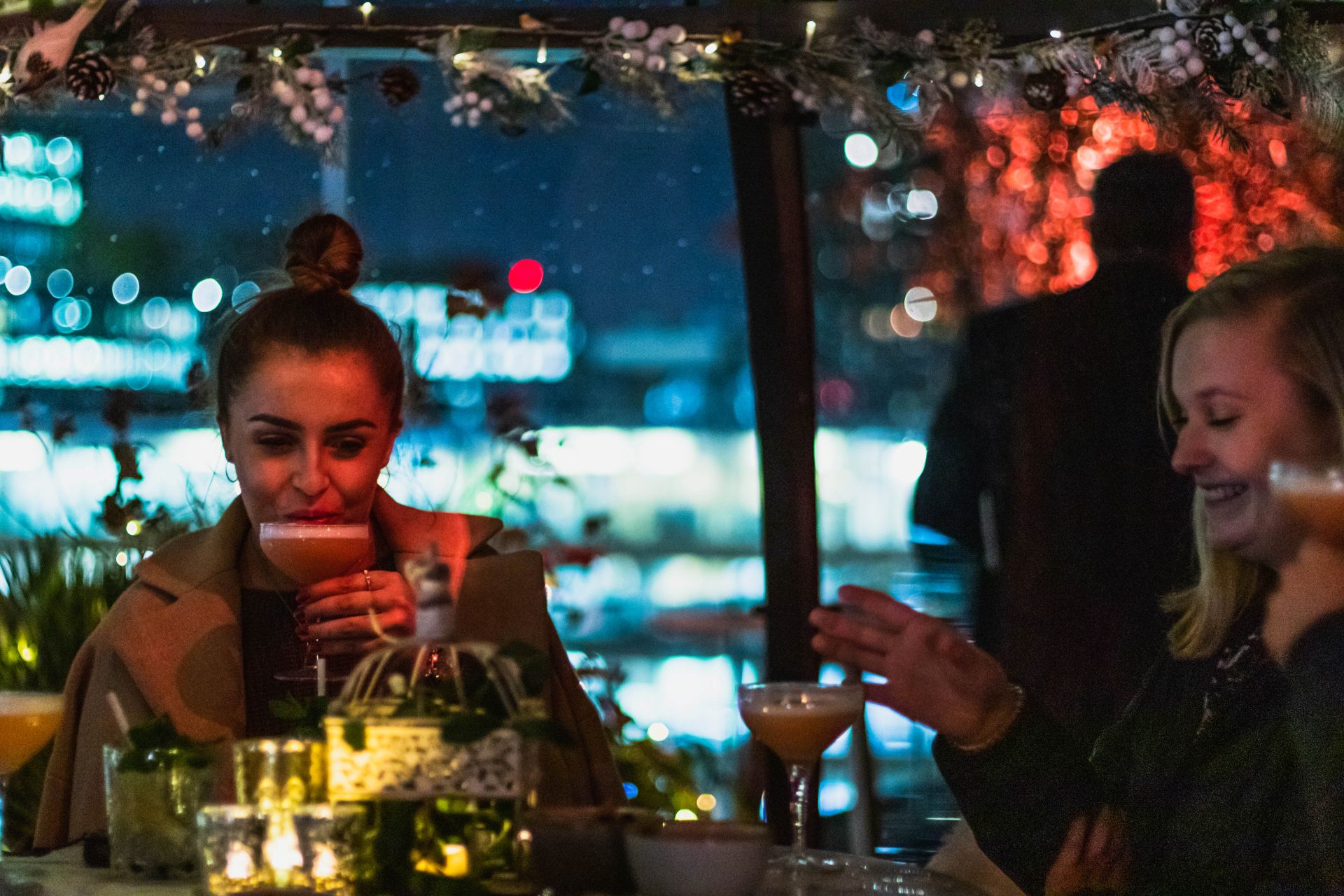 Winter cocktails inside the cosy pods at The Aviary in London 