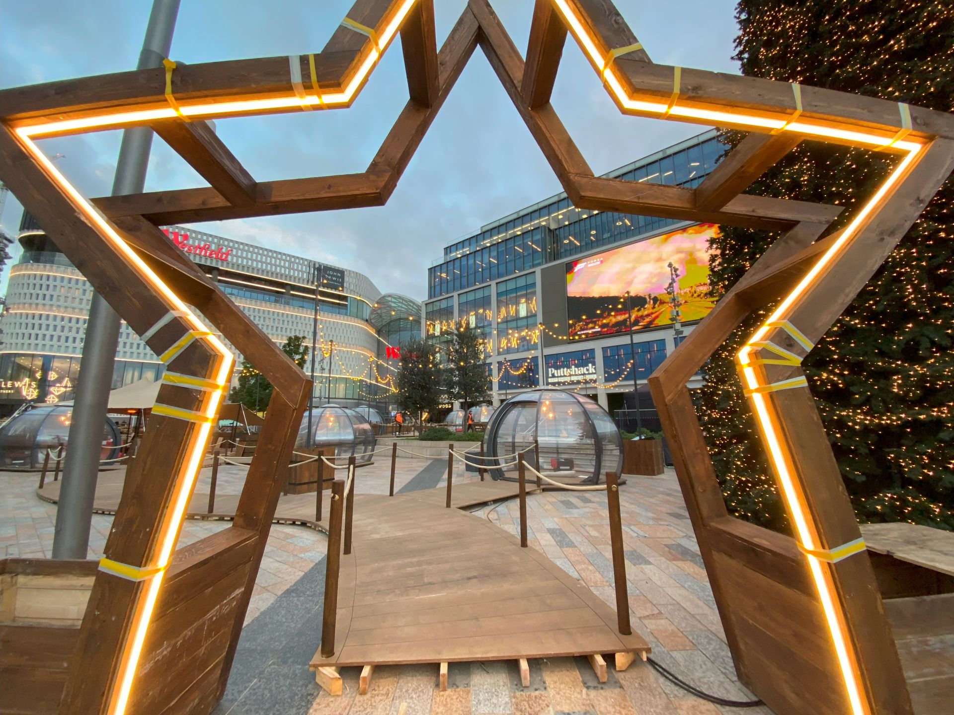 Christmas event pods at Westfield Shopping Centre 