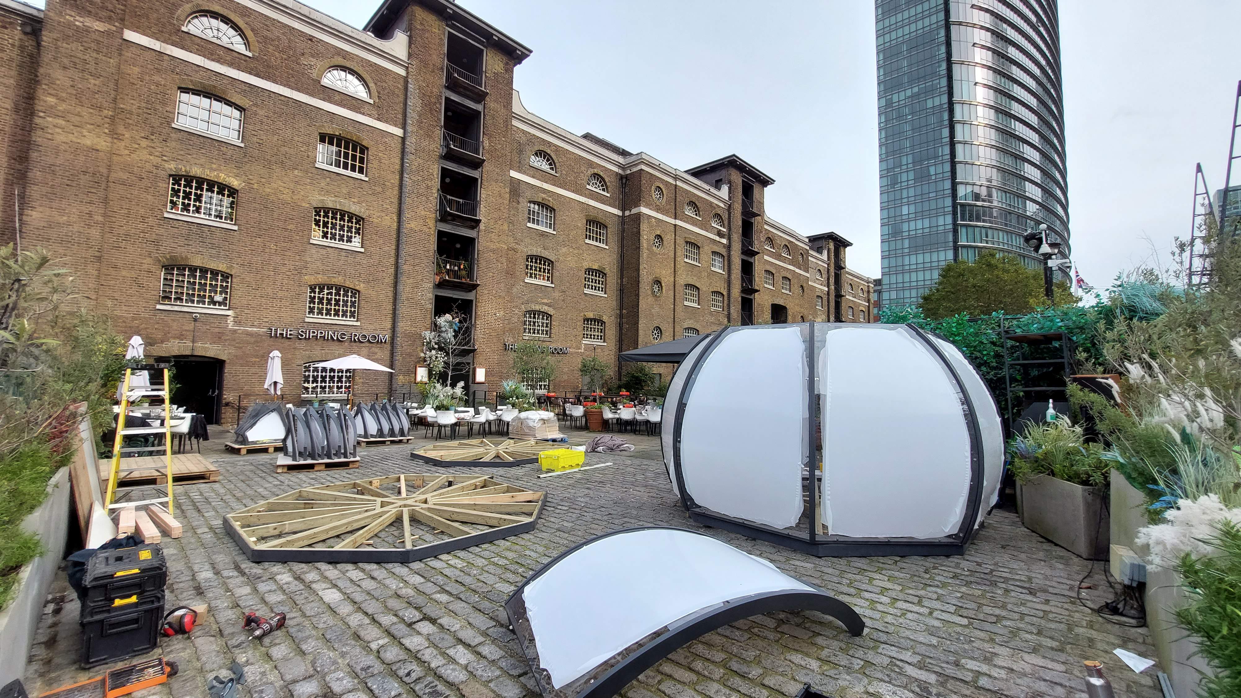 Pods being installed at the Sipping Room in London