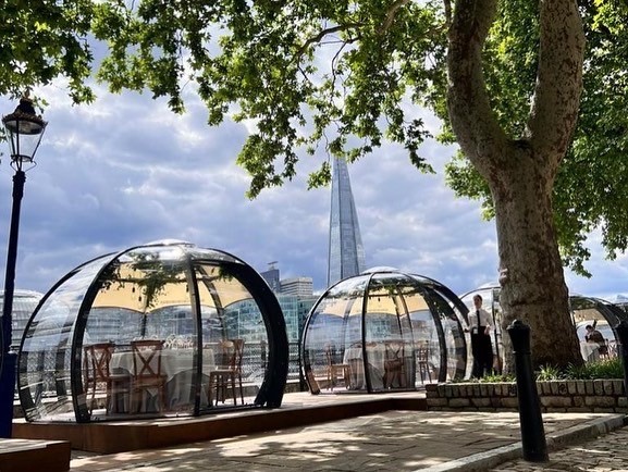Private dining pods for a summer event at the Thames 