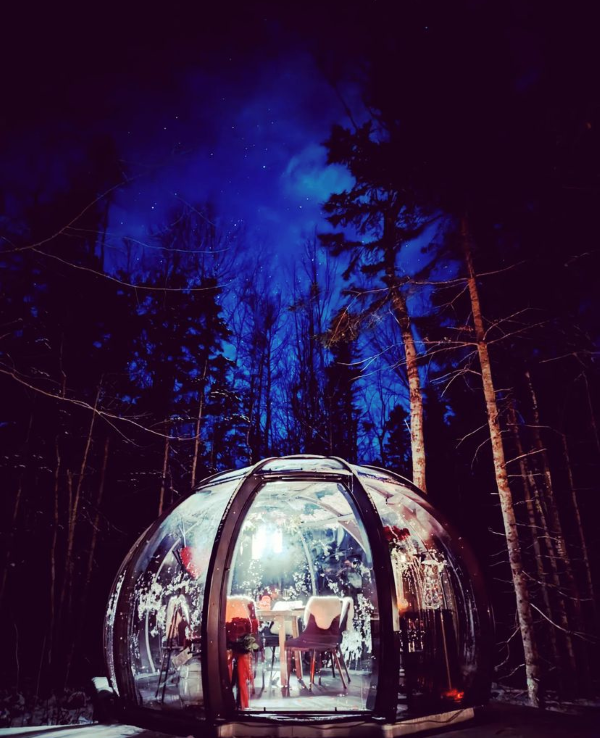 Winter igloo in Canada forest 