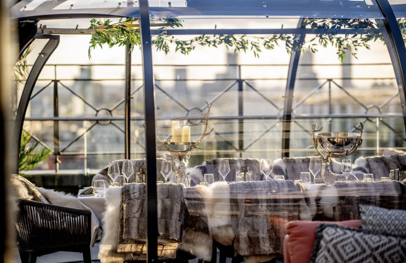 Cosy and stylish dining pod at the Wagtail in London