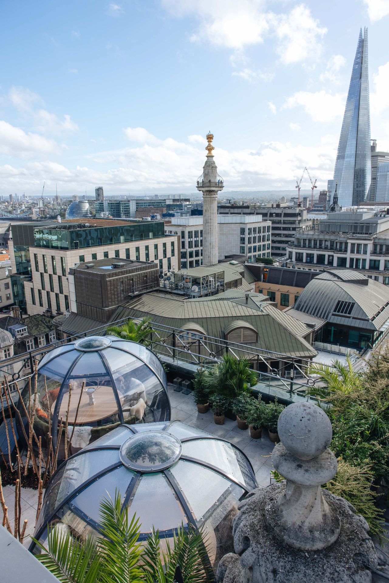 Rooftop dining pods with views over London at The Wagtail terrace