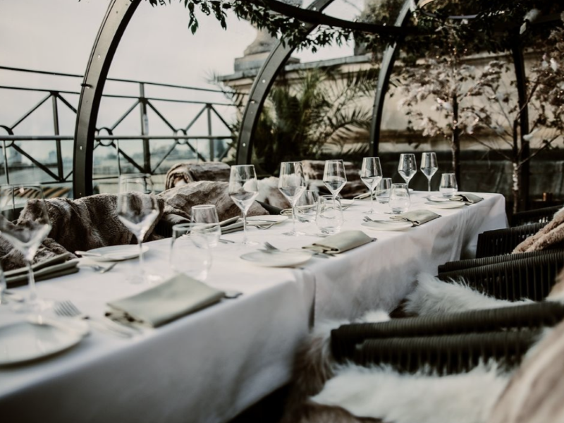 Beautiful styling inside the Wagtail dining pod 