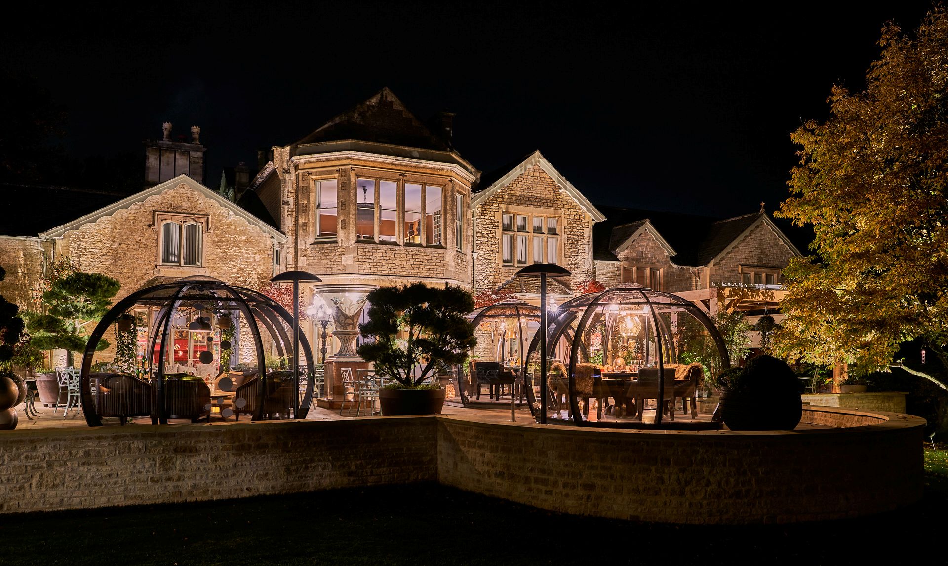 Winter igloos for private dining at Homewood Hotel in Bath 