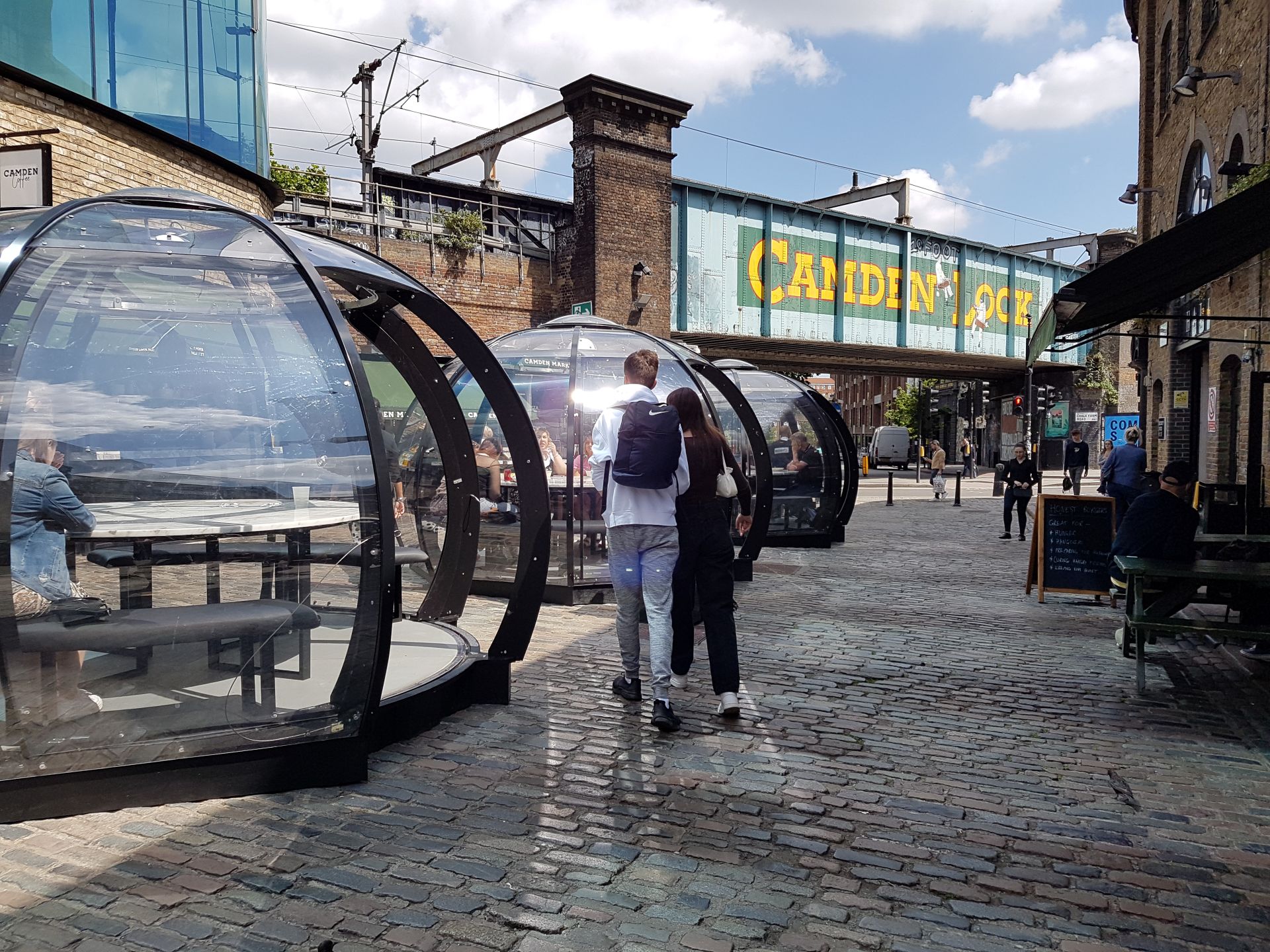 Street dining pods in Camden, London