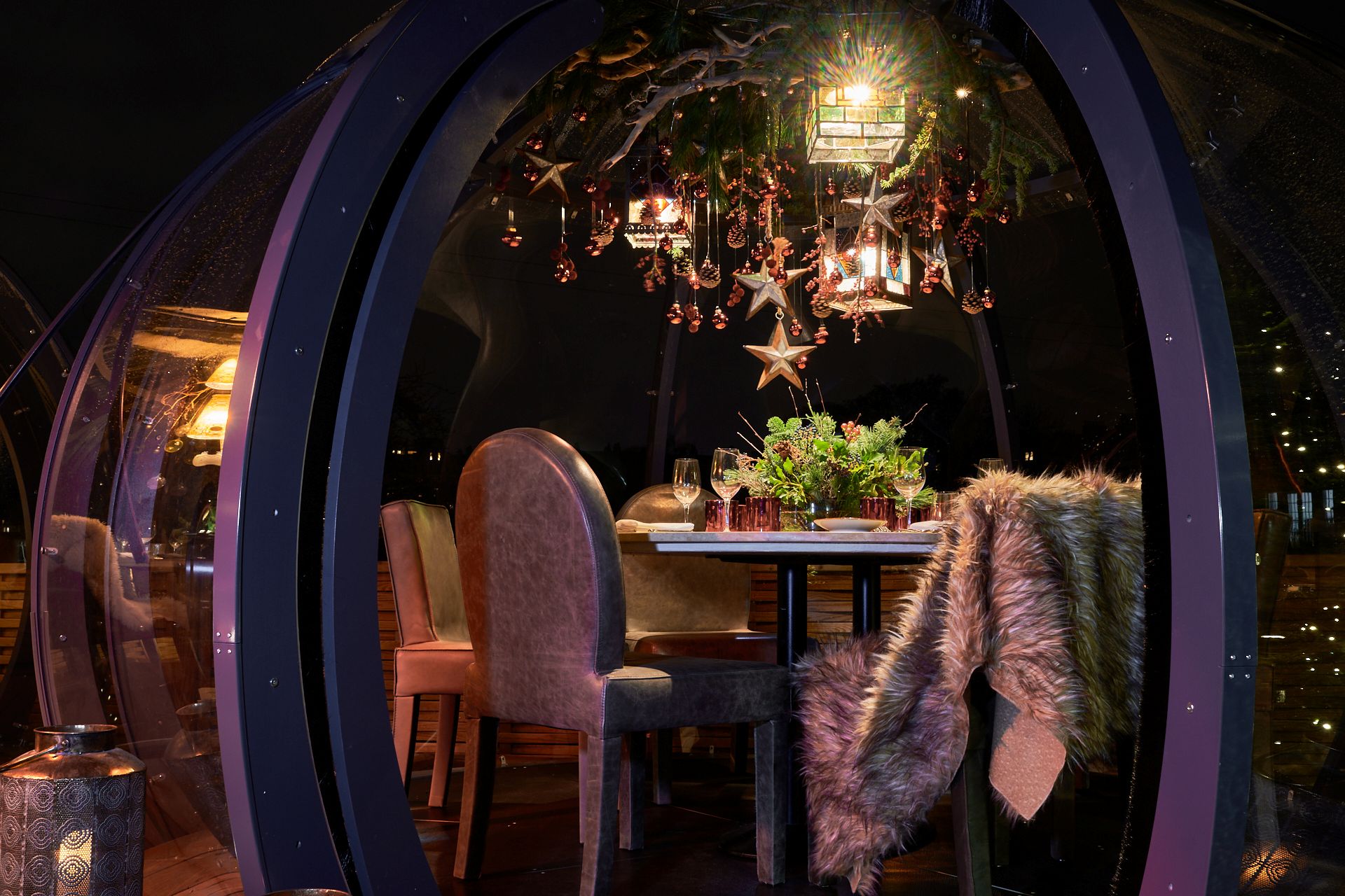 Christmas styling inside a winter igloo at the Bird Hotel in Bath 