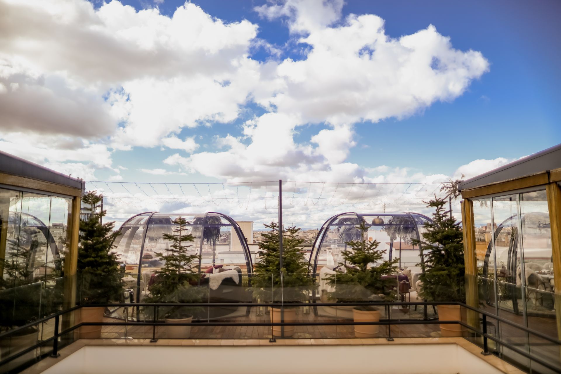 Rooftop dining pods with views over Madrid 