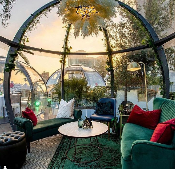 Stunning styling inside the pods at The Aviary in London