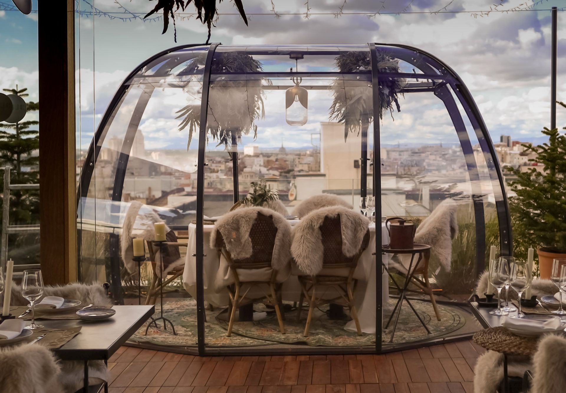 A sumptuously decorated dining dome at the Bless Hotel in Madrid 