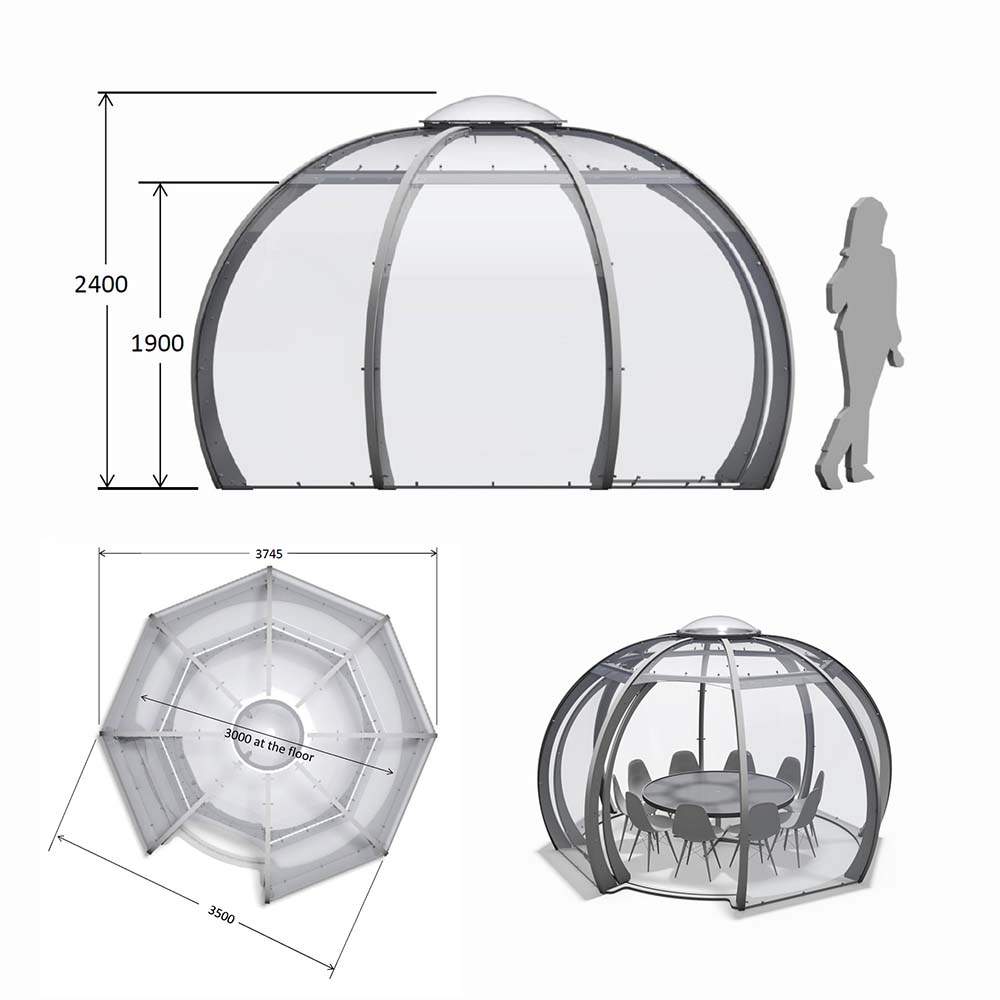 Various views and dimensions of the Allpod